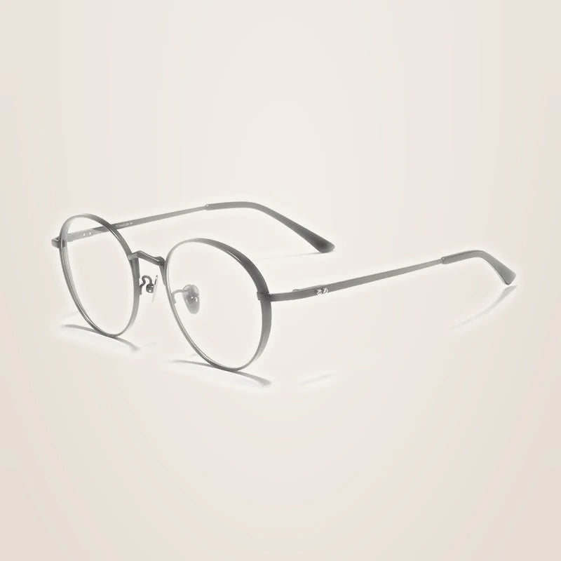 Black Mask Unisex Full Rim Oval Round Titanium Eyeglasses 388006 - Black