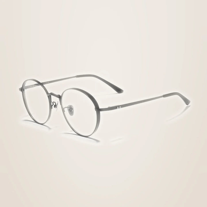 Black Mask Unisex Full Rim Oval Round Titanium Eyeglasses 388006 - Black