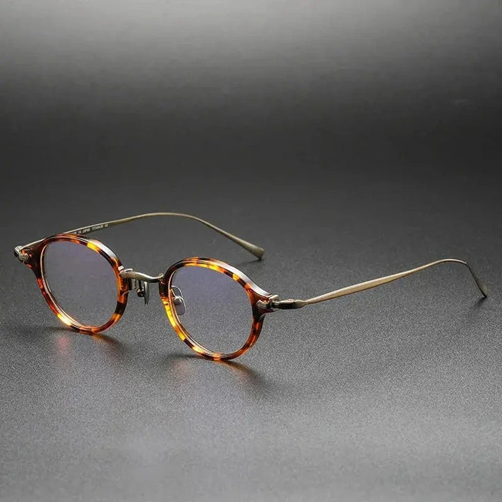 Black Mask Unisex Full Rim Oval Round Titanium Acetate Eyeglasses 34182 - Brown