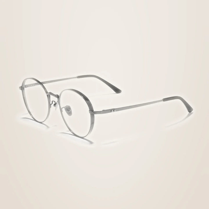 Black Mask Unisex Full Rim Oval Round Titanium Eyeglasses 388006 - Gun Gray