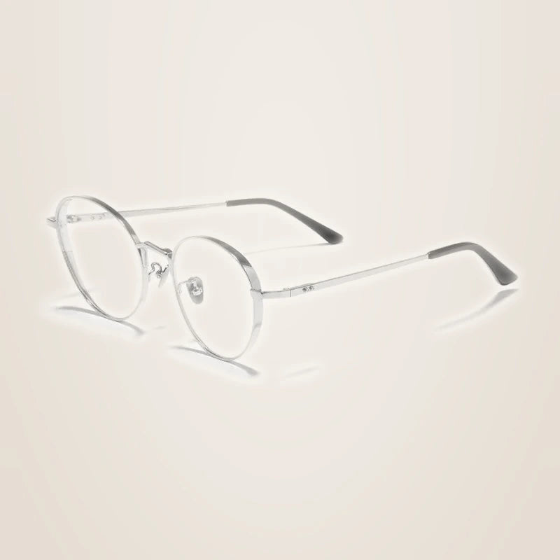 Black Mask Unisex Full Rim Oval Round Titanium Eyeglasses 388006 - Silver