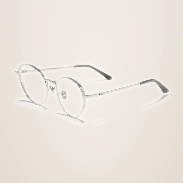 Black Mask Unisex Full Rim Oval Round Titanium Eyeglasses 388006 - Silver