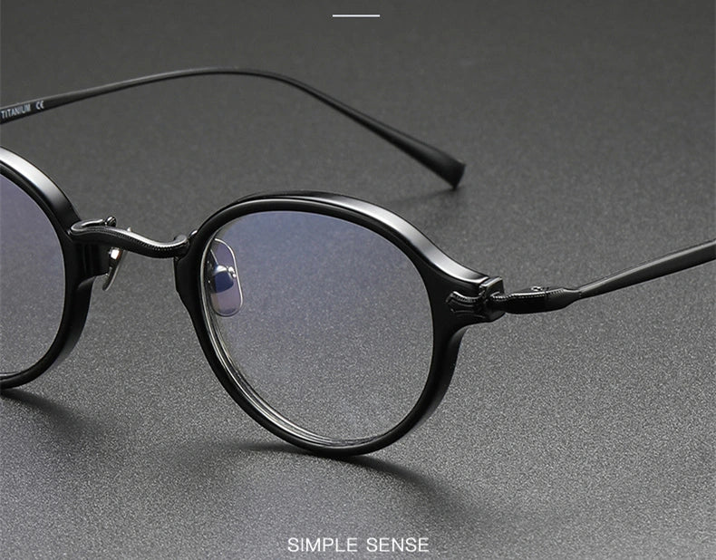 Black Mask Unisex Full Rim Oval Round Titanium Acetate Eyeglasses 34182 - Size Chart