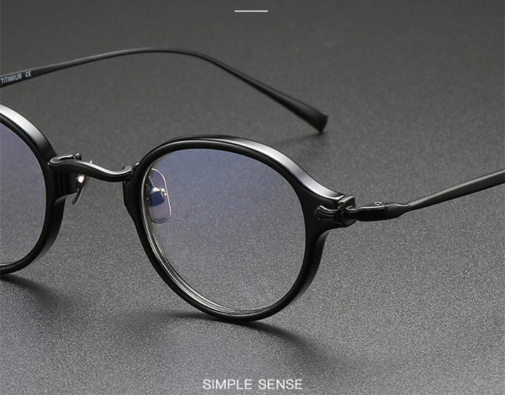 Black Mask Unisex Full Rim Oval Round Titanium Acetate Eyeglasses 34182 - Size Chart