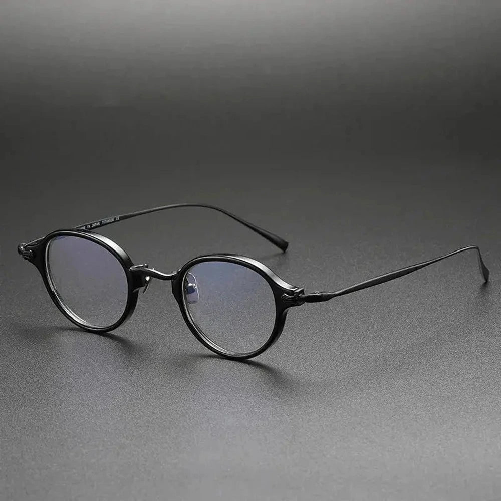 Black Mask Unisex Full Rim Oval Round Titanium Acetate Eyeglasses 34182 - Tortoise