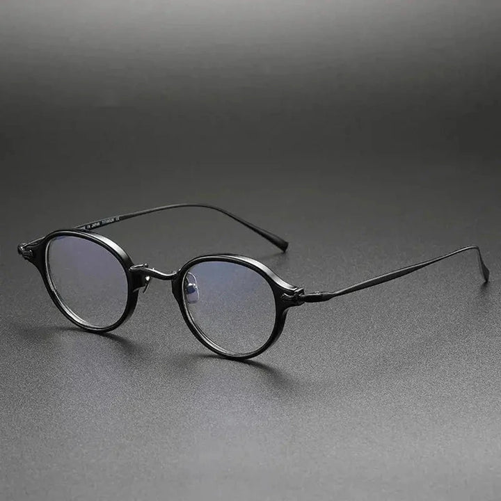 Black Mask Unisex Full Rim Oval Round Titanium Acetate Eyeglasses 34182 - Tortoise