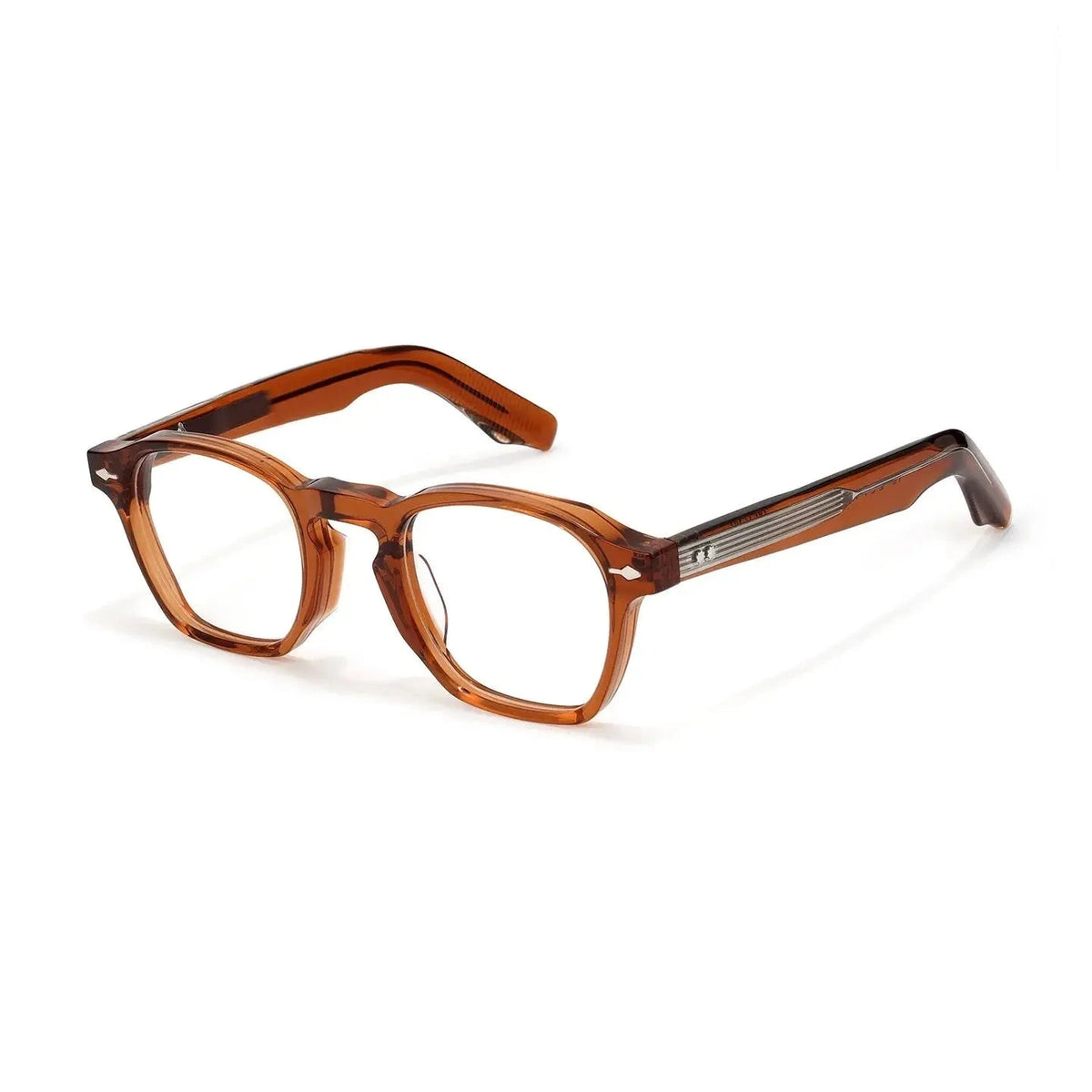 Black Mask Unisex Full Rim Polygon Square Acetate Eyeglasses 396195 - Caramel