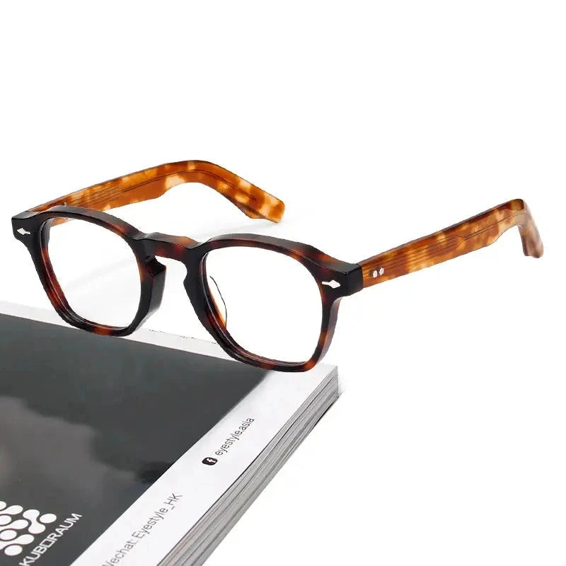 Black Mask Unisex Full Rim Polygon Square Acetate Eyeglasses 396195 - Size Chart
