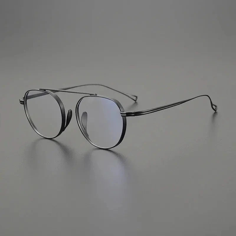 Black Mask Unisex Full Rim Polygon Square Titanium Eyeglasses 49503 - Black