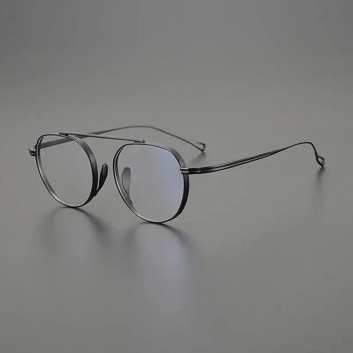 Black Mask Unisex Full Rim Polygon Square Titanium Eyeglasses 49503 - Black