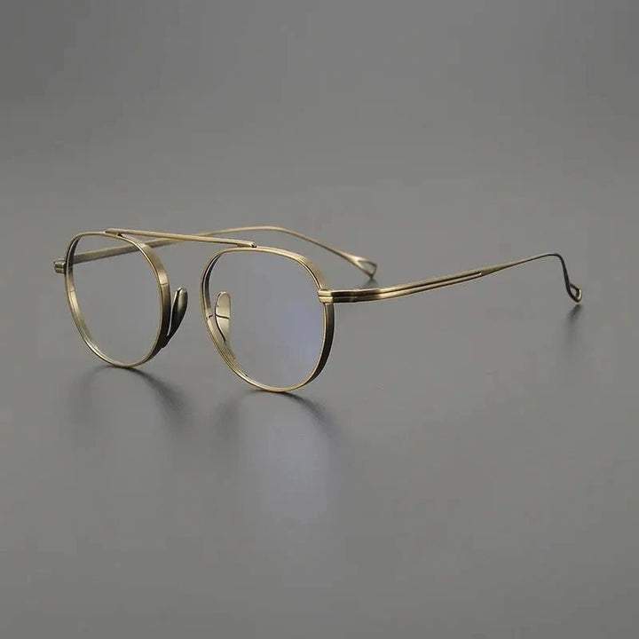Black Mask Unisex Full Rim Polygon Square Titanium Eyeglasses 49503 - Bronze