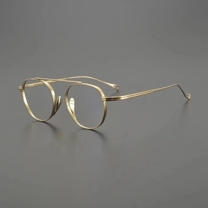 Black Mask Unisex Full Rim Polygon Square Titanium Eyeglasses 49503 - Gold