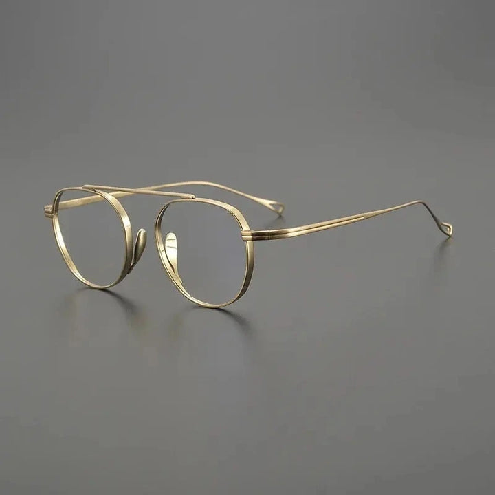 Black Mask Unisex Full Rim Polygon Square Titanium Eyeglasses 49503 - Gold