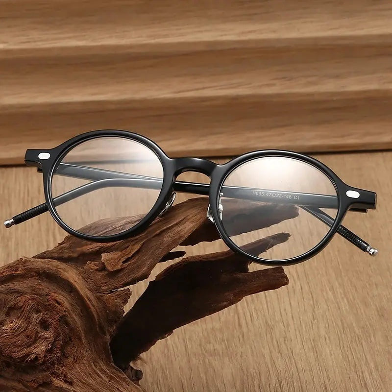 Black Mask Unisex Full Rim Round Acetate Eyeglasses 844005 - Black