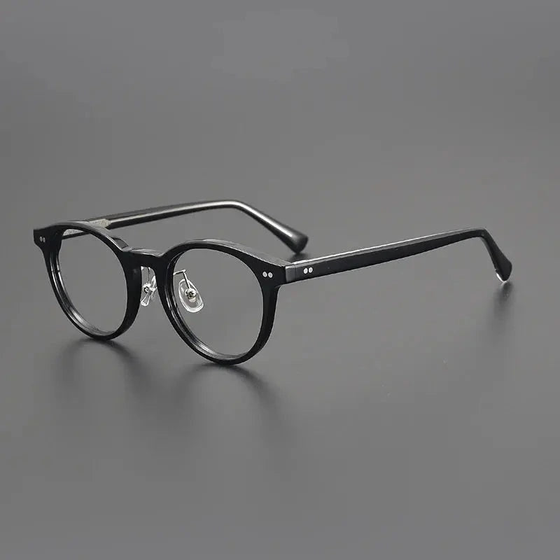 Black Mask Unisex Full Rim Round Acetate Eyeglasses 798615 - Black