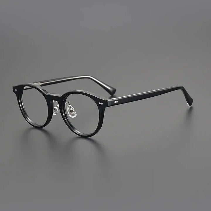 Black Mask Unisex Full Rim Round Acetate Eyeglasses 798615 - Black