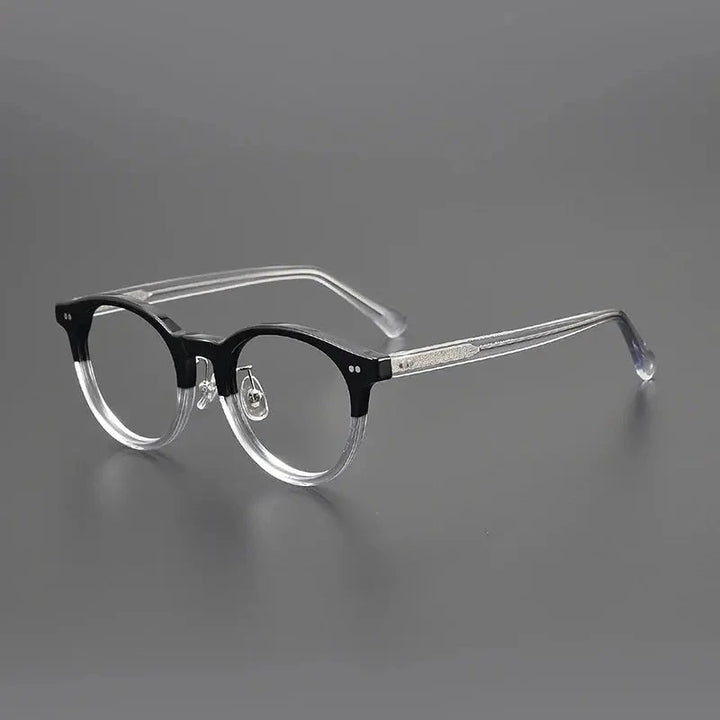 Black Mask Unisex Full Rim Round Acetate Eyeglasses 798615 - Black-Crystal
