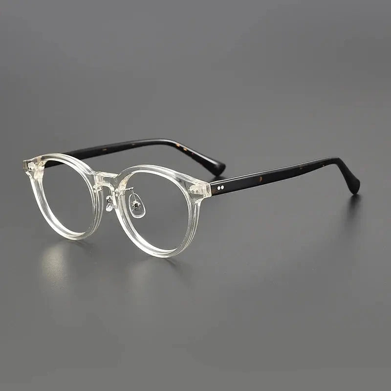 Black Mask Unisex Full Rim Round Acetate Eyeglasses 798615 - Crystal-Tortoise