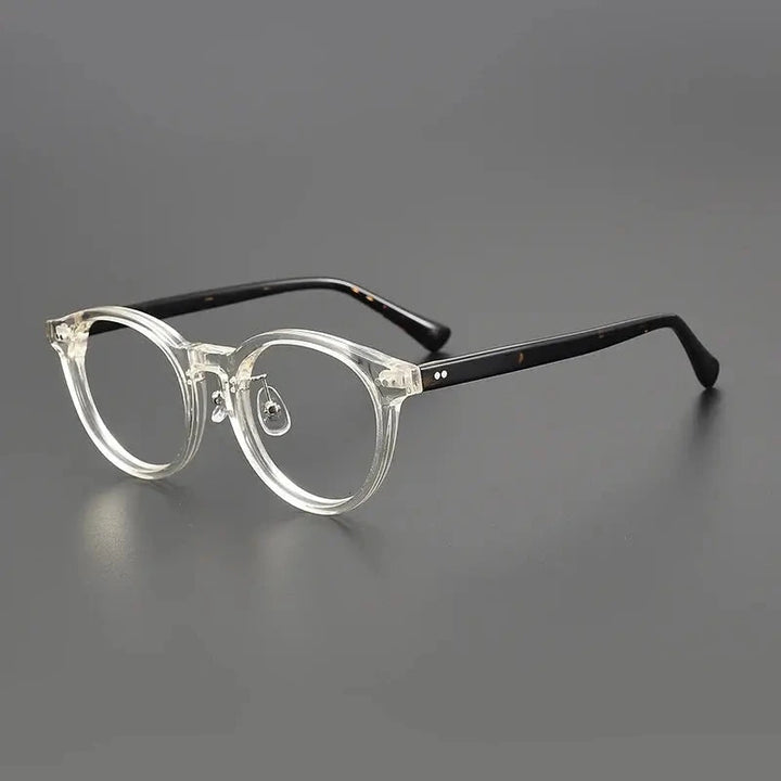 Black Mask Unisex Full Rim Round Acetate Eyeglasses 798615 - Crystal-Tortoise