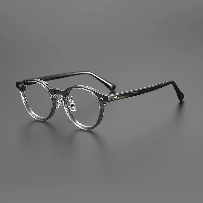 Black Mask Unisex Full Rim Round Acetate Eyeglasses 798615 - Gray