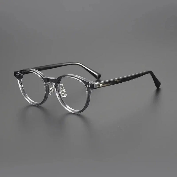 Black Mask Unisex Full Rim Round Acetate Eyeglasses 798615 - Gray