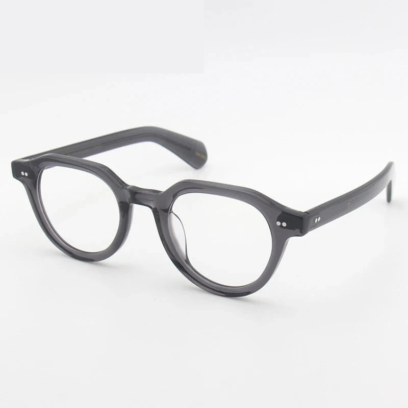 Black Mask Unisex Full Rim Round Acetate Eyeglasses Fuz 4 - Gray
