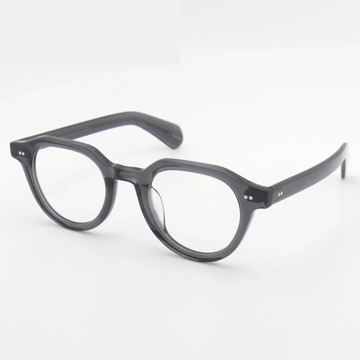 Black Mask Unisex Full Rim Round Acetate Eyeglasses Fuz 4 - Gray
