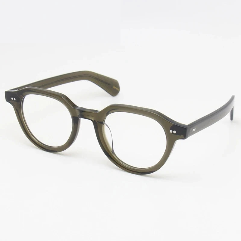 Black Mask Unisex Full Rim Round Acetate Eyeglasses Fuz 4 - Green
