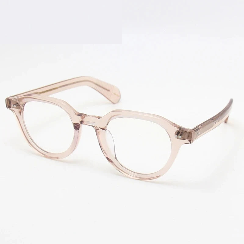 Black Mask Unisex Full Rim Round Acetate Eyeglasses Fuz 4 - Tawny