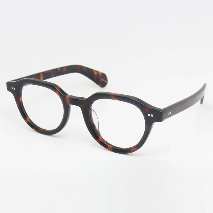 Black Mask Unisex Full Rim Round Acetate Eyeglasses Fuz 4 - Tortoise