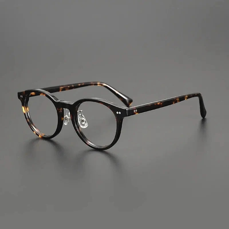 Black Mask Unisex Full Rim Round Acetate Eyeglasses 798615 - Tortoise