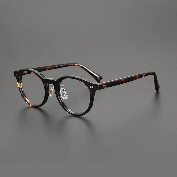 Black Mask Unisex Full Rim Round Acetate Eyeglasses 798615 - Tortoise