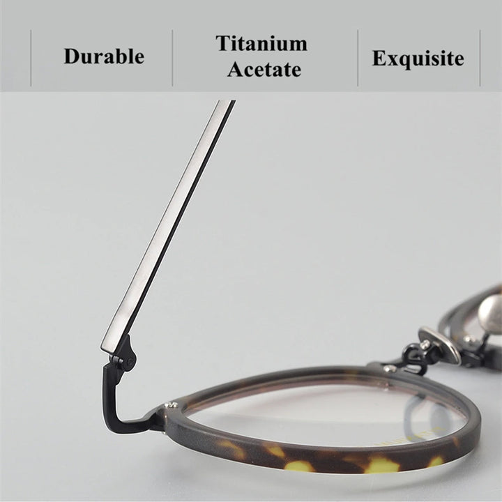 Black Mask Unisex Full Rim Round Acetate Titanium Eyeglasses 77036 - Size Chart