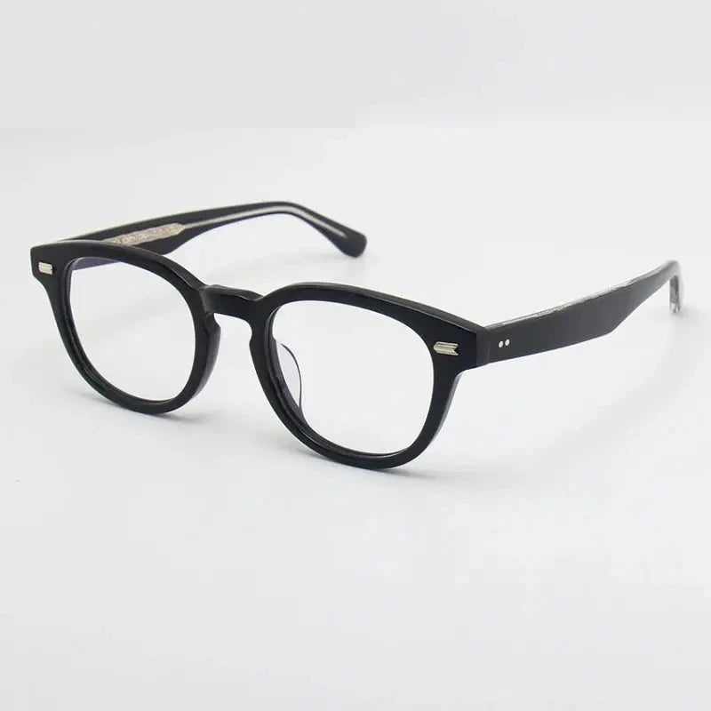 Black Mask Unisex Full Rim Round Oval Acetate Eyeglasses 22145 - Black