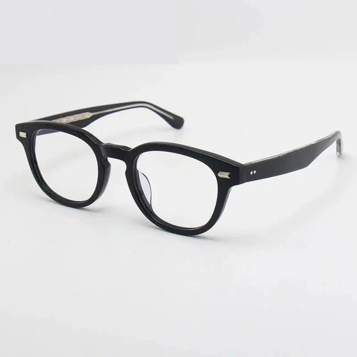 Black Mask Unisex Full Rim Round Oval Acetate Eyeglasses 22145 - Black