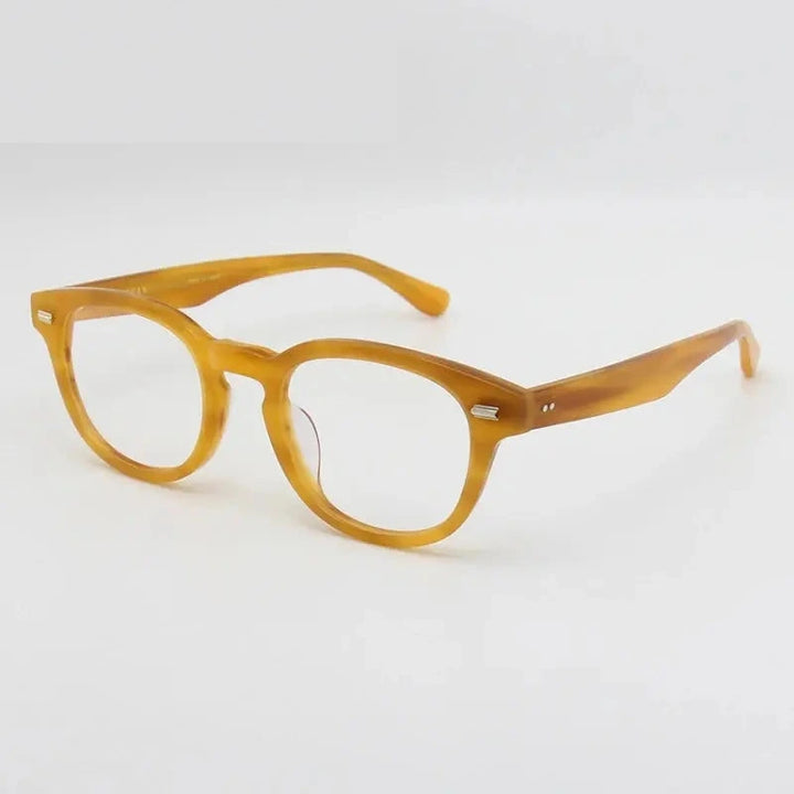 Black Mask Unisex Full Rim Round Oval Acetate Eyeglasses 22145 - Blonde