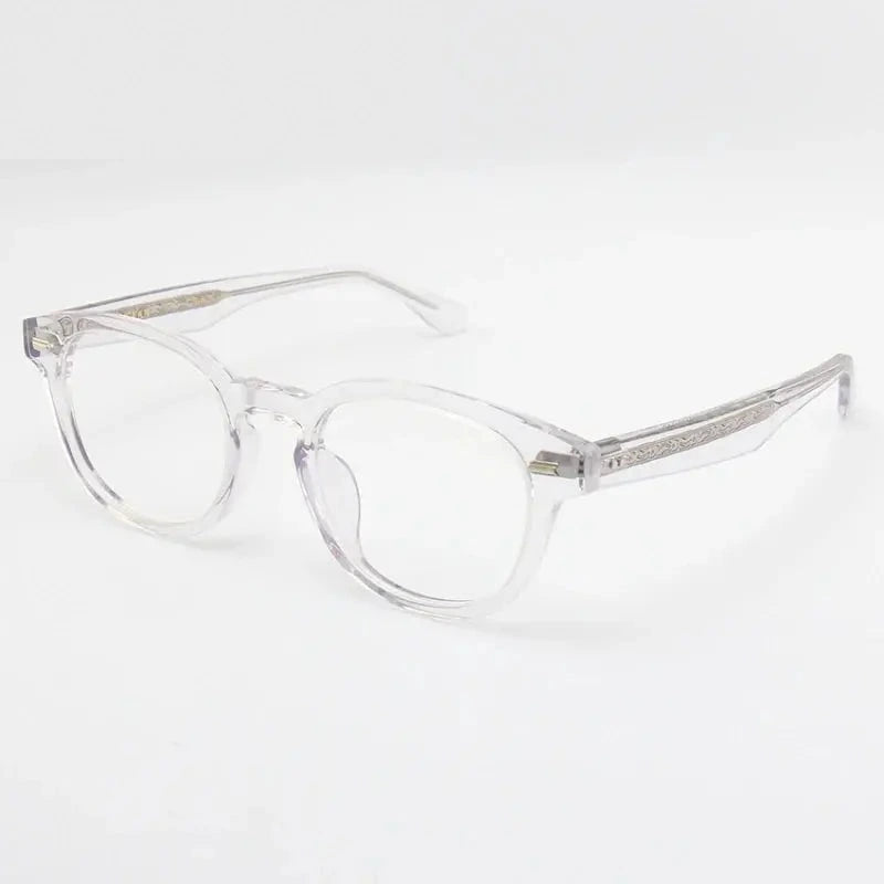 Black Mask Unisex Full Rim Round Oval Acetate Eyeglasses 22145 - Crystal