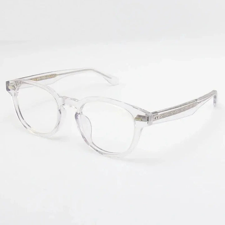 Black Mask Unisex Full Rim Round Oval Acetate Eyeglasses 22145 - Crystal
