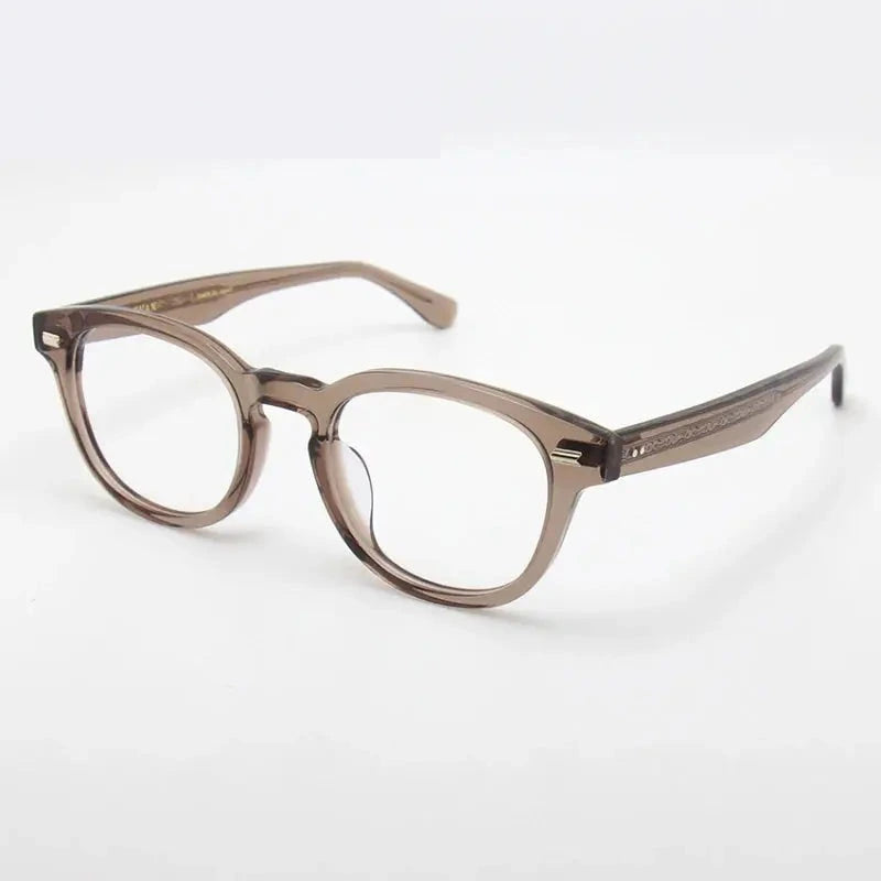 Black Mask Unisex Full Rim Round Oval Acetate Eyeglasses 22145 - Tawny