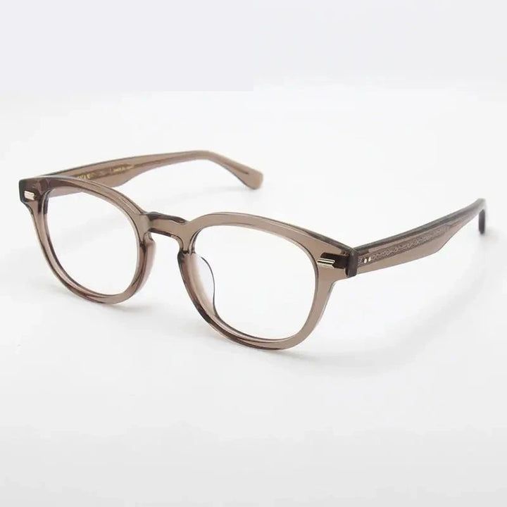 Black Mask Unisex Full Rim Round Oval Acetate Eyeglasses 22145 - Tawny