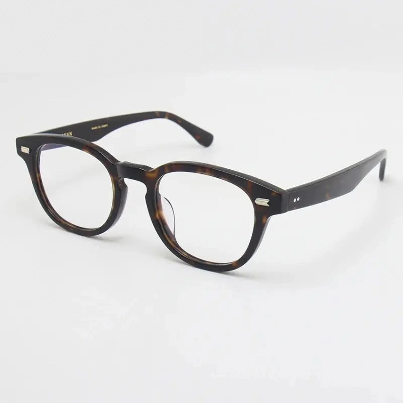 Black Mask Unisex Full Rim Round Oval Acetate Eyeglasses 22145 - Tortoise