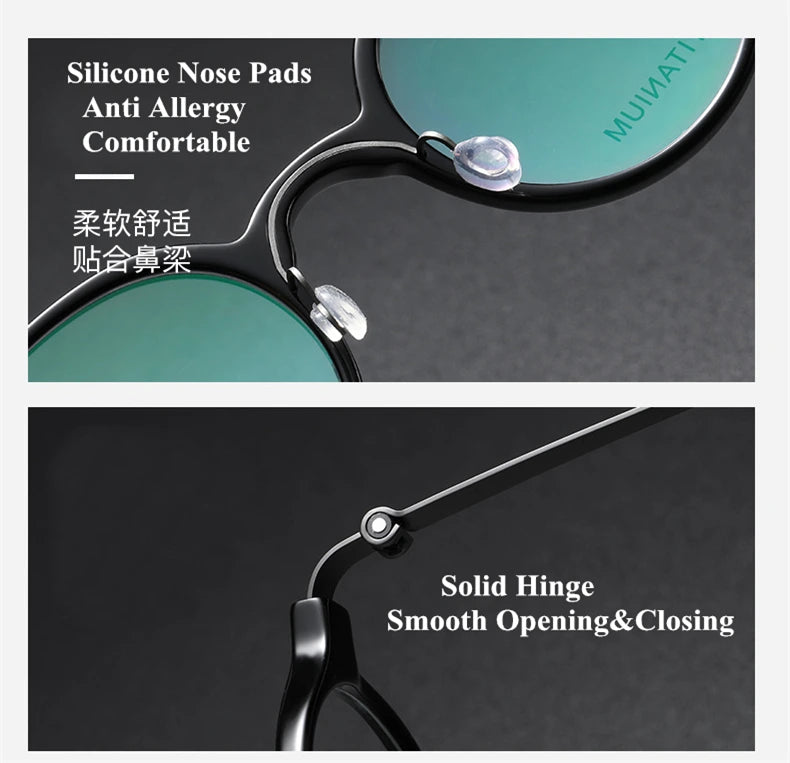 Black Mask Unisex Full Rim Round Screwless Titanium Eyeglasses 49101 - Size Chart