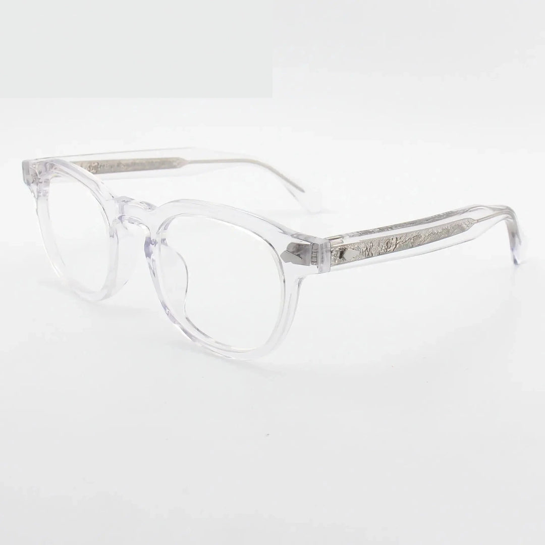 Black Mask Unisex Full Rim Round Square Acetate Eyeglasses 602504 - Crystal