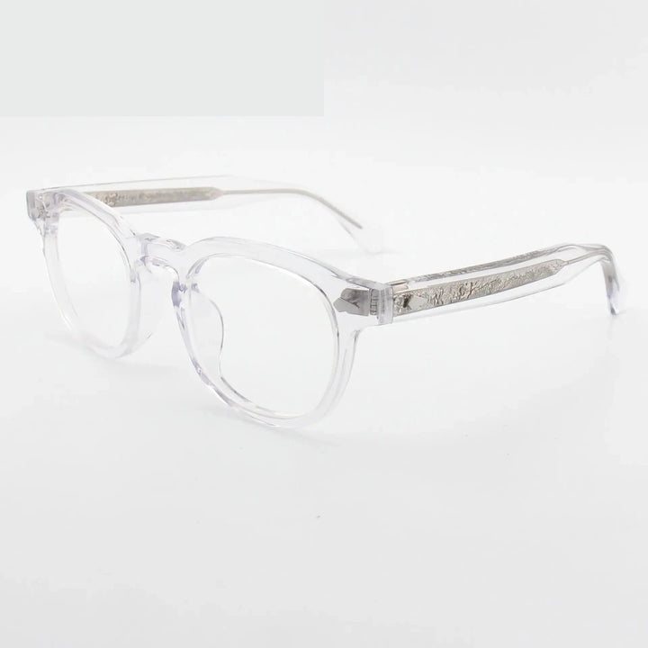Black Mask Unisex Full Rim Round Square Acetate Eyeglasses 602504 - Crystal
