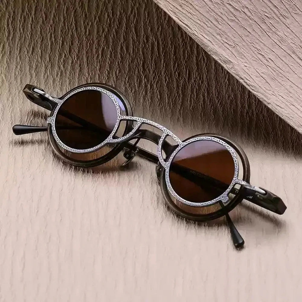Black Mask Unisex Full Rim Round Titanium Eyeglasses Clip On Sunglasses 495976 - Black-Black Clip