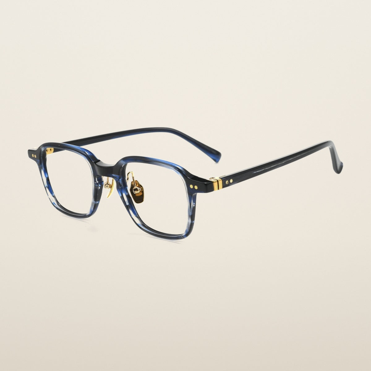Black Mask Unisex Full Rim Square Acetate Eyeglasses BM-2508 - Blue Stripes