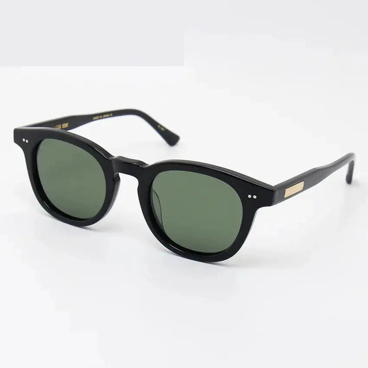 Black Mask Unisex Full Rim Square Acetate Polarized Sunglasses 4946 - Black-Green / As Shown