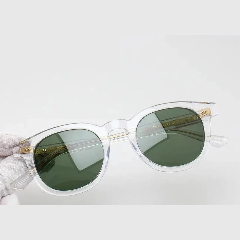 Black Mask Unisex Full Rim Square Acetate Polarized Sunglasses 4946 - Crystal-Green / As Shown