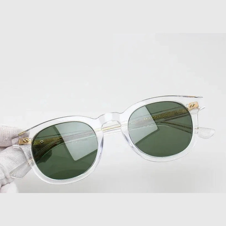Black Mask Unisex Full Rim Square Acetate Polarized Sunglasses 4946 - Crystal-Green / As Shown