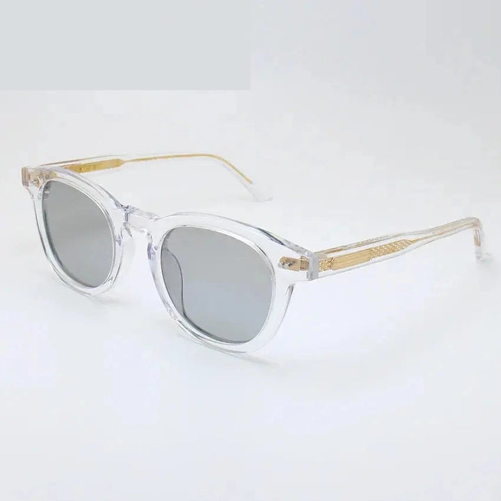 Black Mask Unisex Full Rim Square Acetate Polarized Sunglasses 4946 - Crystal-Light Gray / As Shown